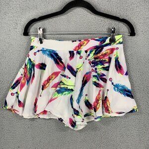 Heart's Desire Womens Shorts Size 10 Flounce Chiffon Feather Colorful Summer